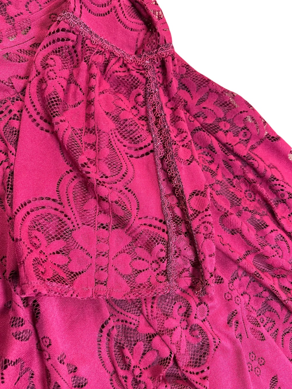 FREE PEOPLE Bell Sleeve Lace Cutout Back Mini Dress Burgundy NWOT Sz 8 Romantic - Picture 7 of 13